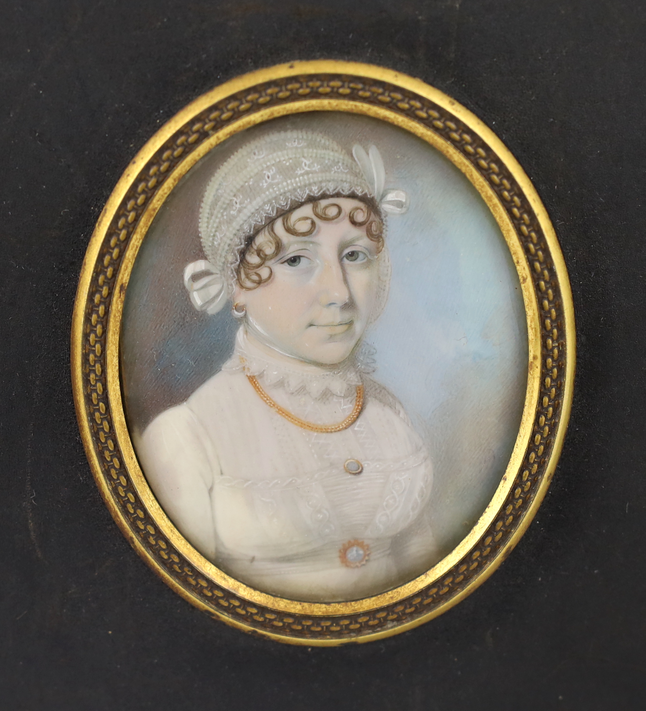 Thomas Richmond (British, 1771-1837), Portrait miniatures of a lady and gentleman, watercolour on ivory (2), 7.4 x 6cm. CITES Submission reference QARKMEPS